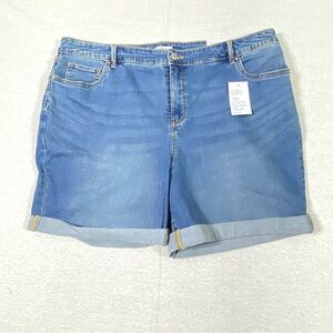 Croft & Barrow Jean Shorts Women's 18W Blue Cuffed Mid Rise Tummy Control NWT